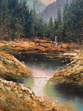 Original Artist Signed Mid Century Mountain Forest Landscape Oil Painting - view 6