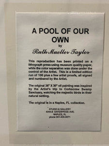 Ruth Mueller Taylor Signed "A Pool Of Our Own" Lithograph, Framed