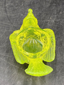Antique Degenhart Vaseline Glass Bird Candle Holder