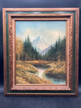 Original Artist Signed Mid Century Mountain Forest Landscape Oil Painting