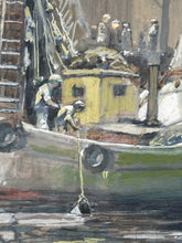 Framed Original 14x17" A.F. Jacobsen "Draggers In Rockport Harbor" Painting - view 4