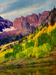 24x36" Maroon Bells Colorado Mountains Photograph, Framed & Matted