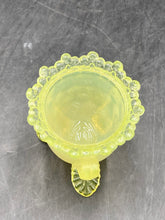 Vintage Mosser Vaseline Glass Ruffled Miniature Vase
