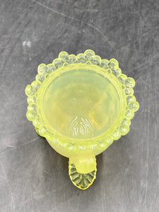 Vintage Mosser Vaseline Glass Ruffled Miniature Vase