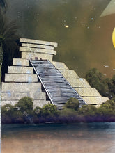 Signed Mayan "Costa Maya" Temple Painting, Framed