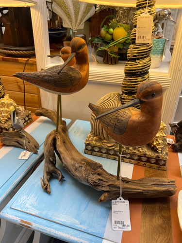 3 Carved Birds on Driftwood