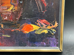 Artist Signed Impressionist Still Life Floral Oil Painting