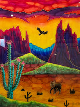 Original Gus Butcher Signed "Southwest Sunset" Silk Painting