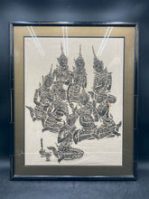 Vintage Thai Wat Pho Temple Rice Paper Charcoal Rubbing Artwork