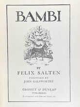 Bambi | Felix Salten (1929, Grosset & Dunlap, Publishers)