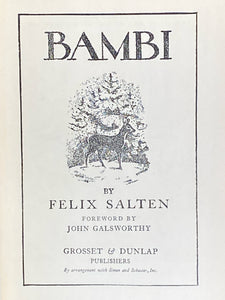 Bambi | Felix Salten (1929, Grosset & Dunlap, Publishers)