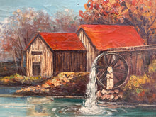 Vintage River Landscape Saw Mill Oil Painting, Framed - view 2