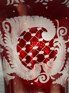 Egermann Bohemian Ruby Glass Cut To Clear 6.5" Vase
