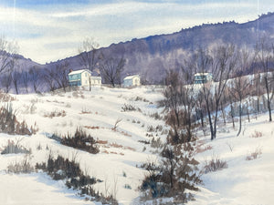Jesse F. Reed Signed "Winter Sun" Watercolor Painting, Framed