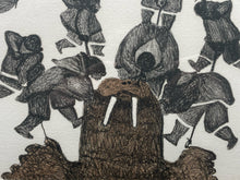 Oshoochiak Pudlat Signed "Walrus Hunt At Floe Edge" Limited Edition Lithograph