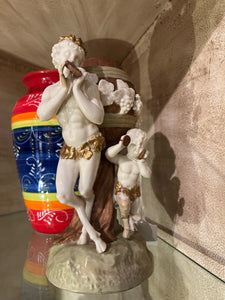 Vintage Ceramic Nymph and Cherubs Vase