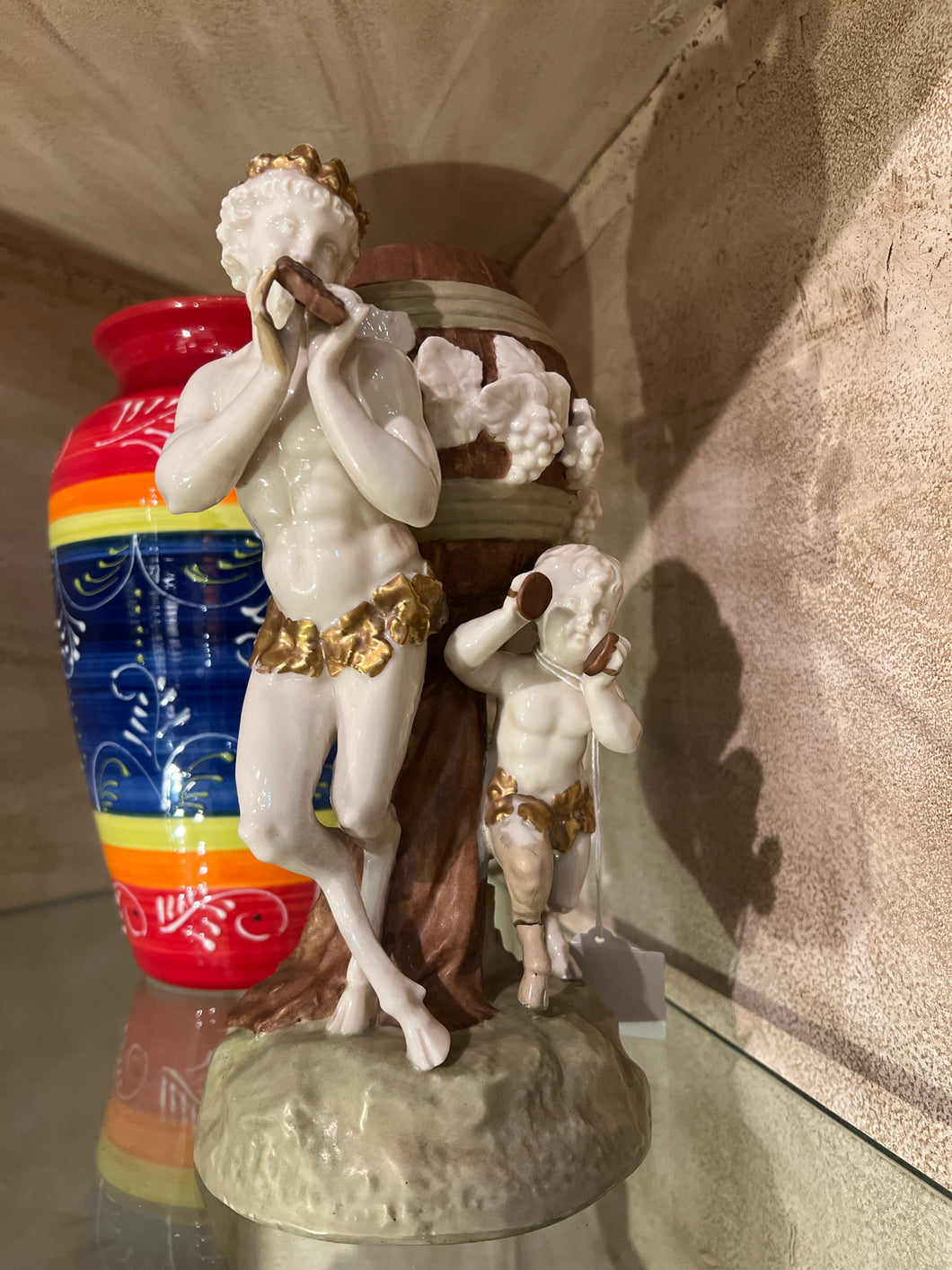 Vintage Ceramic Nymph and Cherubs Vase