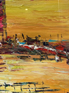 Original Pen King Signed "Miami Beach" Oil Painting, Signed