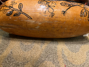 Folk Art Antique Hand Carved Wood Canoe