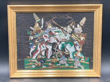 Indian Silk Batik Mughal Battle Scene Painting
