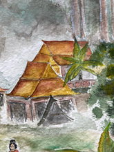 Original Mary Steen Signed Asian Scene Watercolor Painting