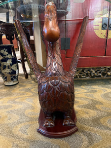 Carved Swan Table With Glass Top