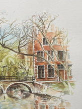 Bernadette Voz Signed Bruges Belgium Watercolor Print, Framed