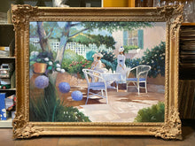 Lugano Candi Signed Original Garden Scene Oil Painting, Framed