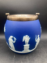 Antique Wedgwood Portland Blue Jasperware Sacrifice to Ceres Biscuit Jar