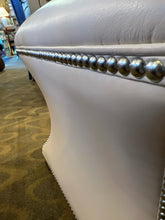 Ethan Allen Cream Leather Ottoman