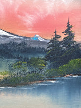 Artist Signed Bob Ross Inspired Mountain Landscape Painting, Framed