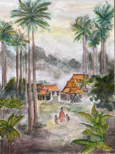 Original Mary Steen Signed Asian Scene Watercolor Painting
