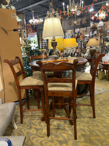 Wood Bistro Table With 4 Stools