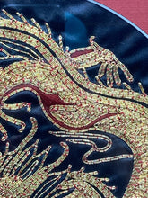 Framed Chinese Golden Dragon Silk Embroidered Roundel Art