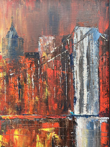 Origina Artist Signed New York City Brooklyn Bridge Painting