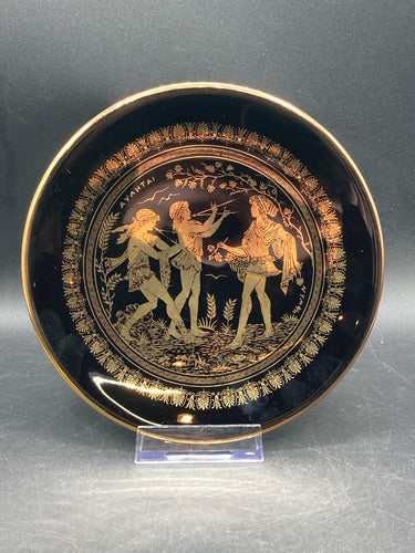 Greek 24k Gold Nymph And The Pipers Art Plate