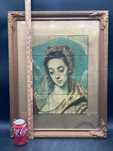Antique La Virgin El Greco Painted Tiles Artwork