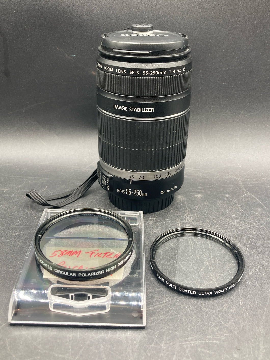 Canon EF-S 55-250mm F/4-5.6 IS Zoom Lens W/ Polarizer Filter