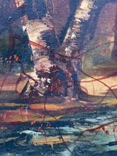 Artist Signed Mid Century Autumn Woods Landscape Painting, Framed