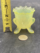 Vintage Mosser Vaseline Glass Ruffled Miniature Vase