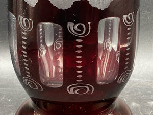 Egermann Bohemian Ruby Glass Cut To Clear 8" Vase