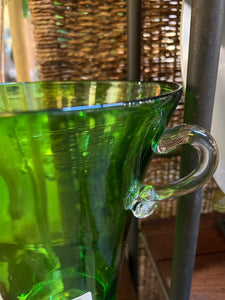 Hand Blown Green Glass Footed Vase