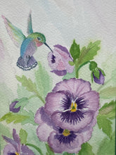 Signed Original Marie Senechal Hummingbird & Flowers Painting