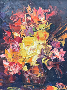 Artist Signed Impressionist Still Life Floral Oil Painting