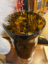 Tortoise Shell Glass Hurricane Footed Vase