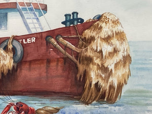 Suzy Leeja Carrington "Battler Port Canaveral Towing" Watercolor Painting