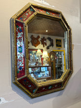 Handmade Reverse Painted Glass Wall Mirror from Peru, "Floral Fiesta"