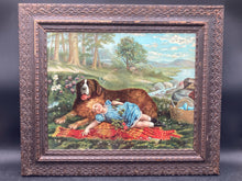 Antique "Fast Asleep" St Bernard Photogravue McLaughlin Bros Chromolithograph