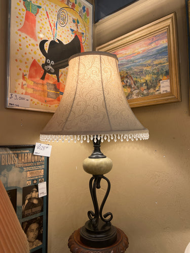 Metal Lamp With Marble Accent