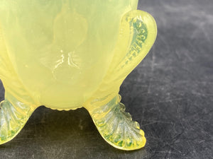 Vintage Mosser Vaseline Glass Ruffled Miniature Vase